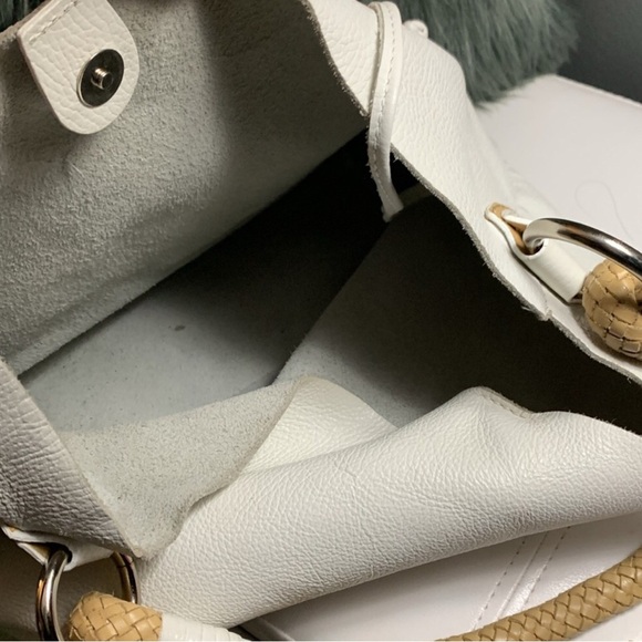 UNISA White Leather Tote Bag with Braided Handles - Picture 9 of 10